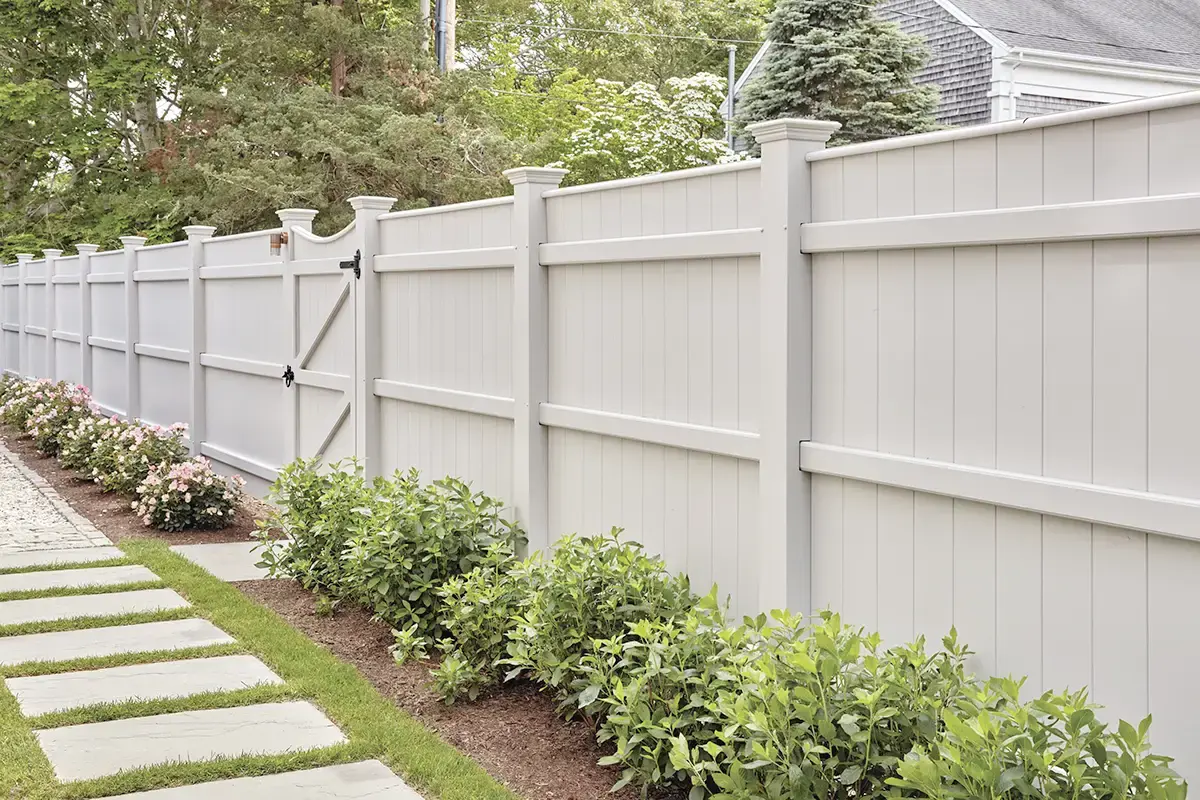 Closeboard fencing on concrete posts